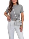 Calça Classic Alfaiataria com Cinto Cinza Claro