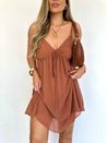 Vestido Boho Capa Camel