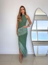 Vestido Lumiére Franjas Verde