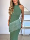 Vestido Lumiére Franjas Verde