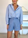 Short Trento Linho Azul