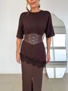 Blusa Tricô Assimétrica Renda Marrom