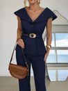 Blusa Maxi Gola Com Cinto Marinho