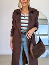 Casaco Sobretudo Suede Marrom