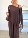 Blusa Kaftan Chiffon Marrom Escuro