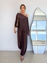 Blusa Kaftan Chiffon Marrom Escuro