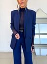 Blazer Alfaiataria Manga Franzida Marinho