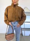 Jaqueta Bomber Suede Camel