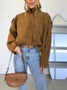 Jaqueta Bomber Suede Camel
