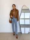 Jaqueta Bomber Suede Camel