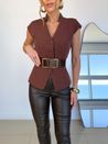 Blusa Colete Unic Marrom