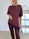 Blusa Tricô Assimétrica Renda Vinho
