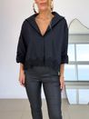 Camisa Gola Alta Renda Preto
