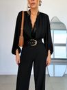 Blusa Com Renda Manga Longa Preto
