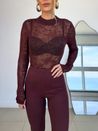 Blusa Tricô Renda Vinho