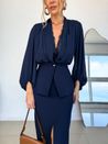 Blusa Com Renda Manga Longa Marinho