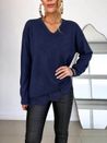 Blusa Tricô Bainha Em Renda Marinho