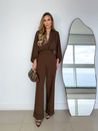 Calça Alfaiataria Com Maxi Cinto Marrom