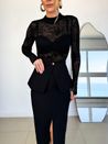 Blusa Tricô Renda Preto