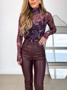 Blusa Tule Dedinho Paisley Vinho