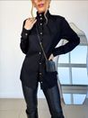 Camisa Gola Com Botões Dourados Preto
