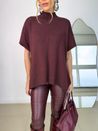 Blusa Gola Modal Friso Vinho