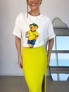 Saia Tricô Fenda Amarelo 
