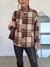 Casaco Oversized Lã Xadrez Bege
