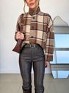 Casaco Oversized Lã Xadrez Bege