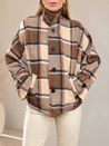 Casaco Oversized Lã Xadrez Bege