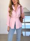 Camisa Pregas Acinturada Rosa