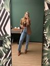 Calça Reta Jeans Marmorizado