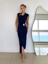 Vestido Gola Com Fivela Marinho