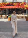 Calça Pantalona Elisa Com Pala Marfim