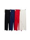 Calça Alyssa Pantalona Com Amarração e Fivela Vermelho