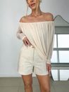 Blusa Tule Drapeada Marfim