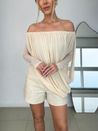 Blusa Tule Drapeada Marfim