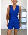 Colete Linho Transpassado Mônaco Azul Cobalt