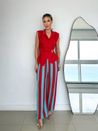 Calça Listrada Tricô Vermelho 