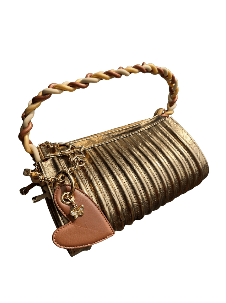 Bolsa Baguete 55 Ouro Cromado 