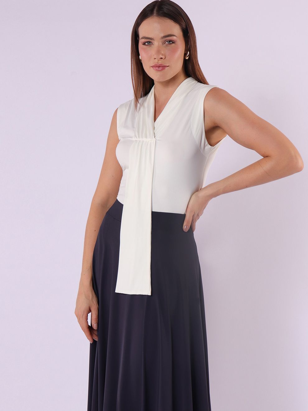 Regata Manga Japonesa com Faixa Frontal - Off-White