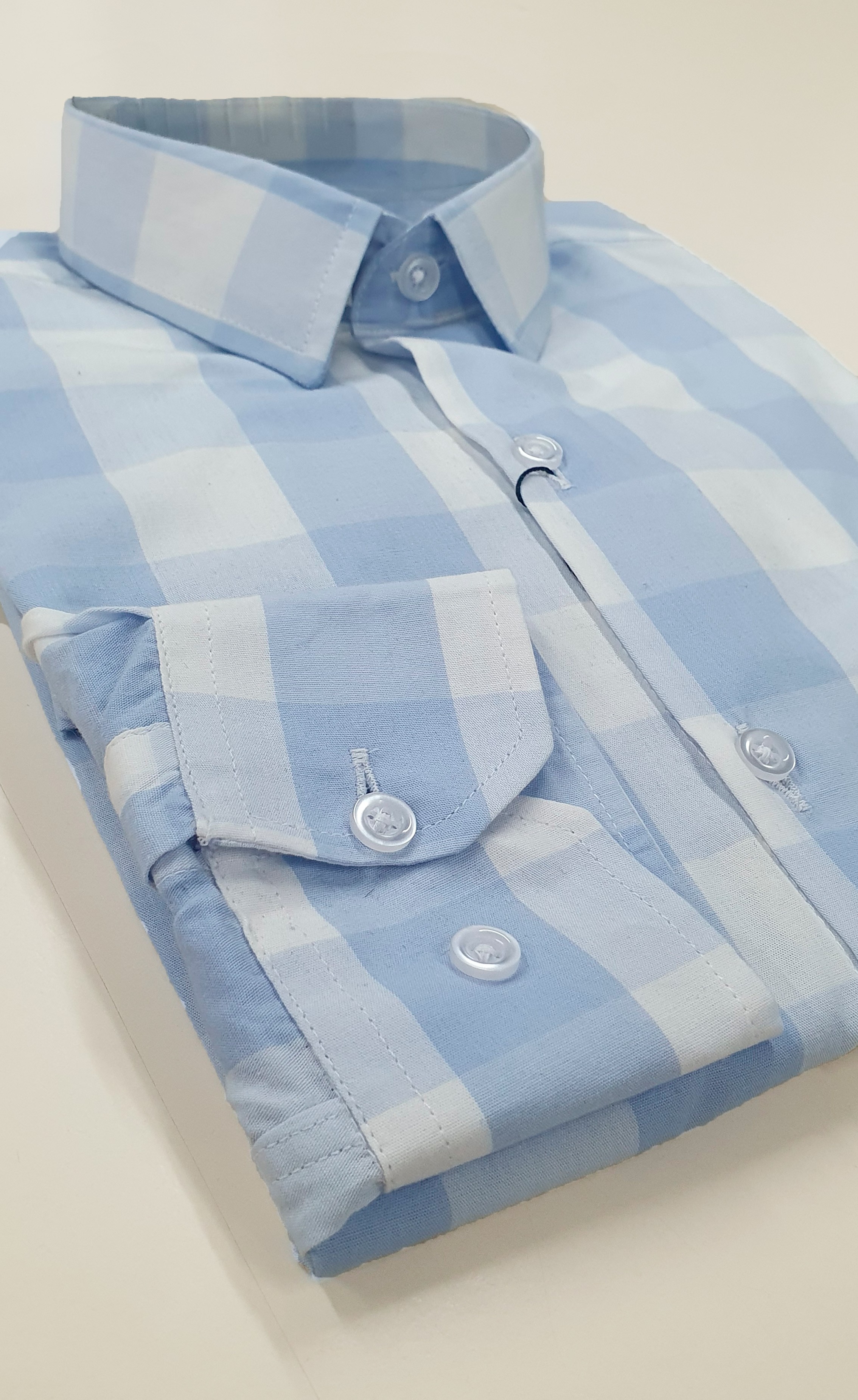 Camisa Social Maquineta Xadrez Azul e Fundo Branco - 2504xfz78908