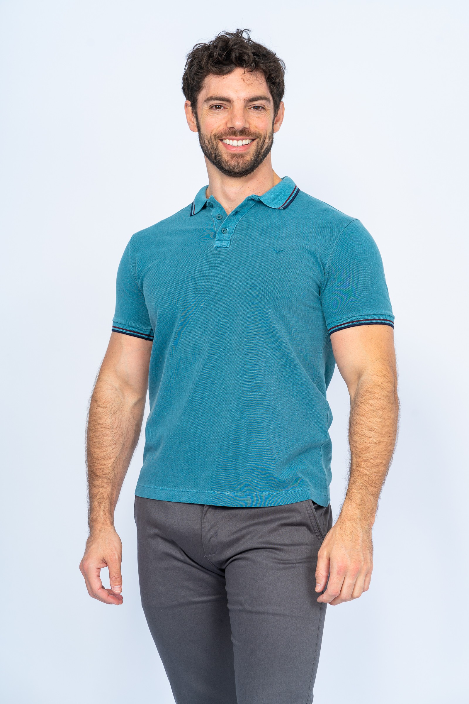 U.S. Polo Assn. Camisa polo masculina de piquê lisa, Azul-petróleo