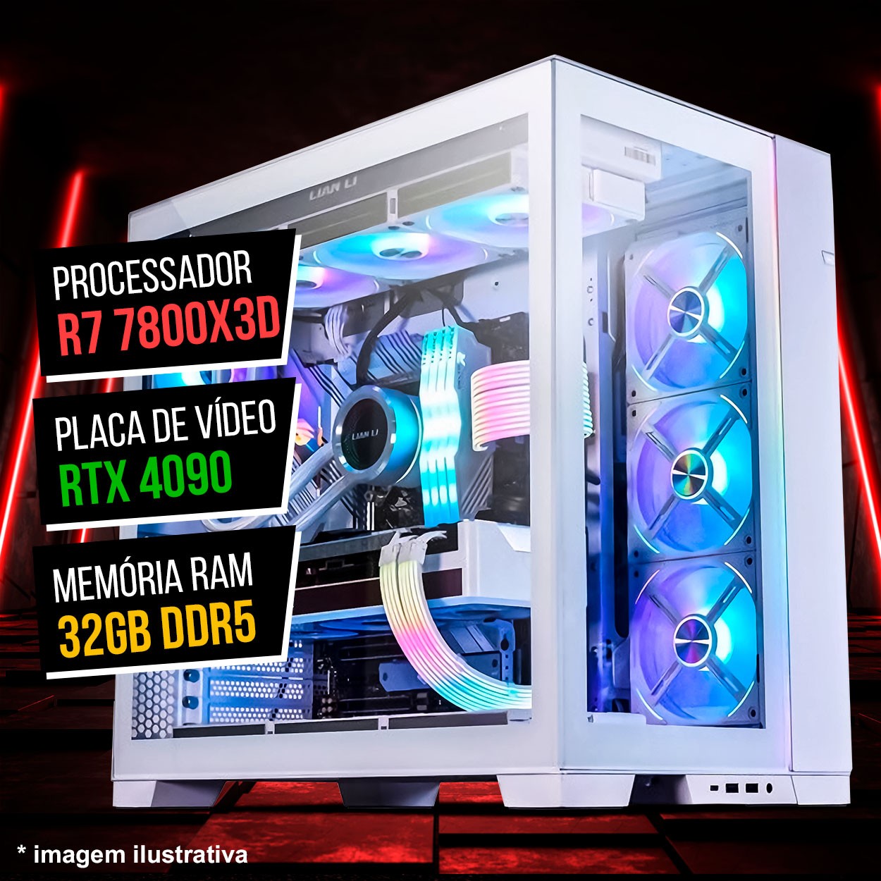 Pc Gamer Monstro / RTX 4090 24GB / AMD Ryzen 7 7800X3D / 64GB DDR5