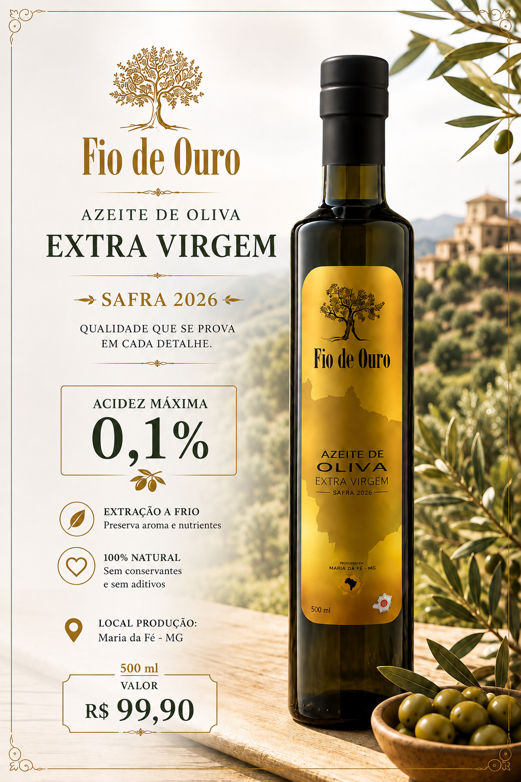 Azeite Fio de Ouro Extra Virgem 500 ml