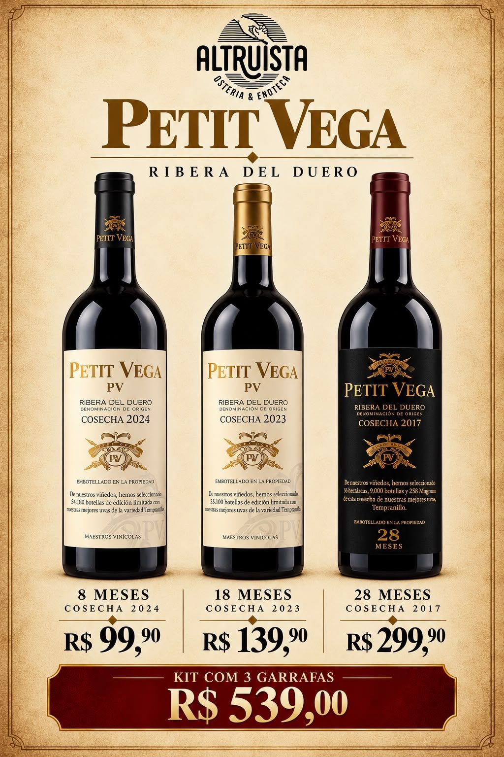Kit Petit Vega  Com 3 Garrafas Diversas