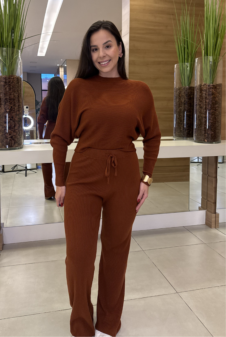 CONJUNTO TRICOT MODAL - TERRACOTA - A Mimosa Store