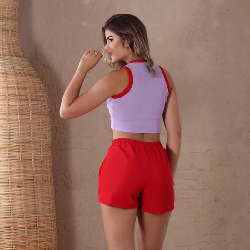 Conjunto Short Suede Caneladinho