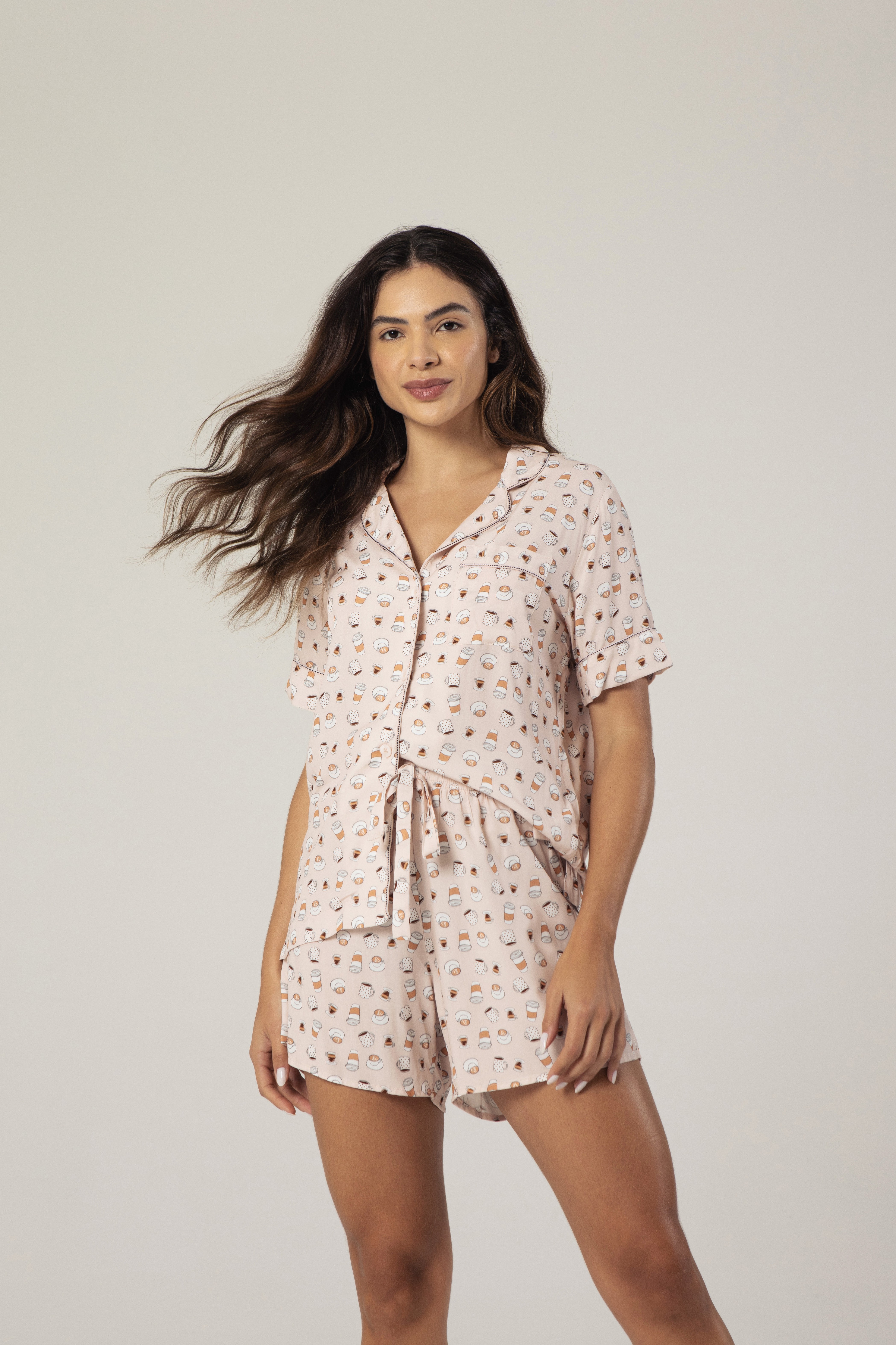 Pijama Clara Dolce Lovers - Collab Dolce Gusto - Ava Intimates