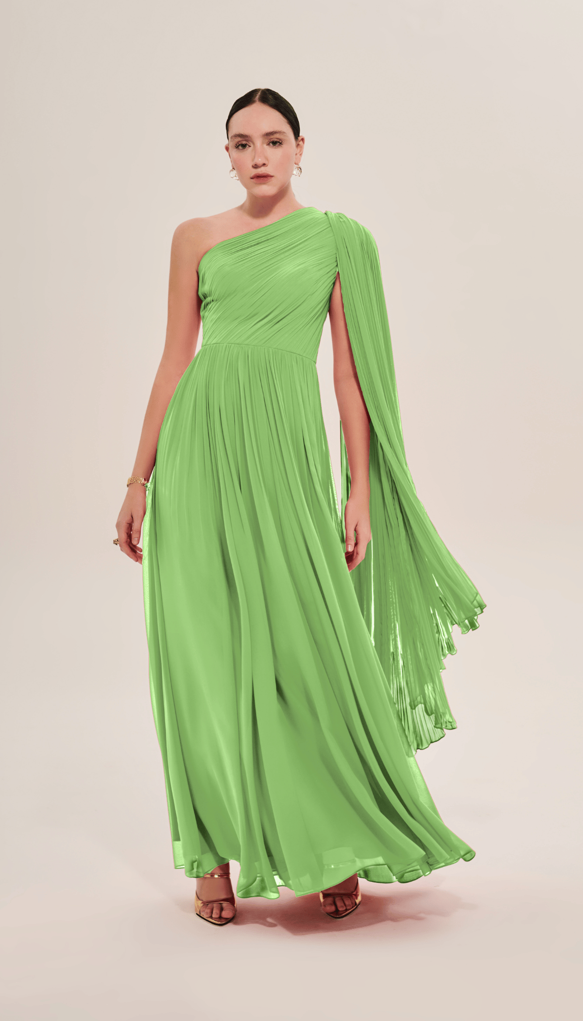 Vestido longo de ombro só, tarquinado. - Barbara Bela